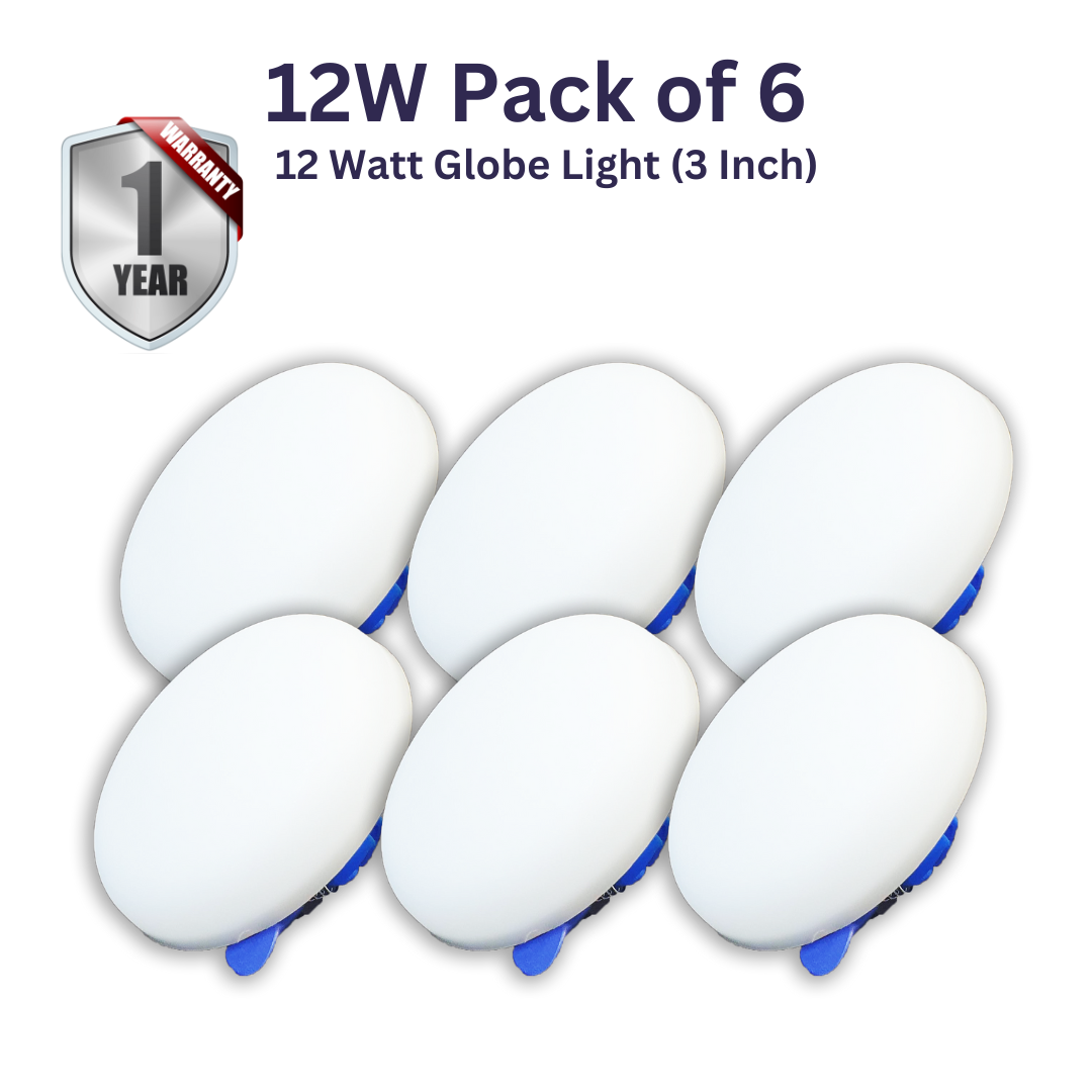 12 Watt Globe LED Downlight Pack of 6 (3 Inch)
