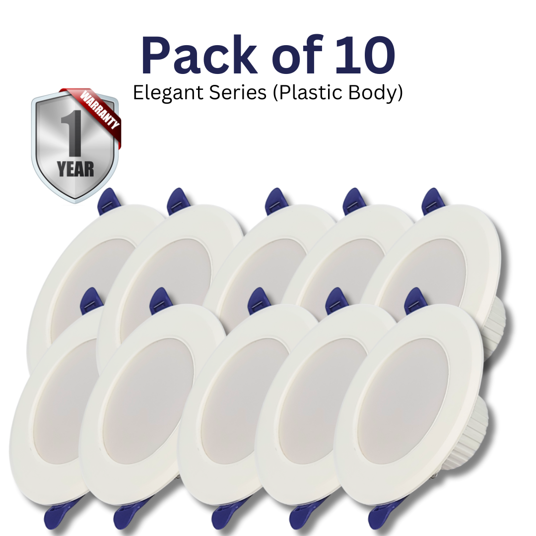 7W Elegant Series LED Downlight – Pack of 10 (Plastic Body)