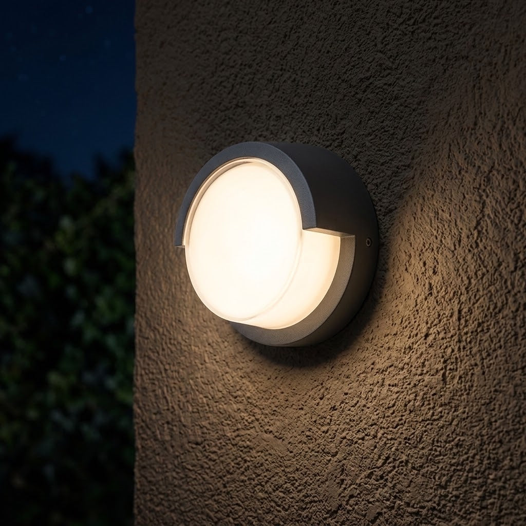 Delta Bulkhead Halfcut Round Wall Light-Waterproof