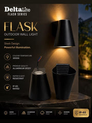 Delta 2 Way Black Flask Wall Light-Waterproof