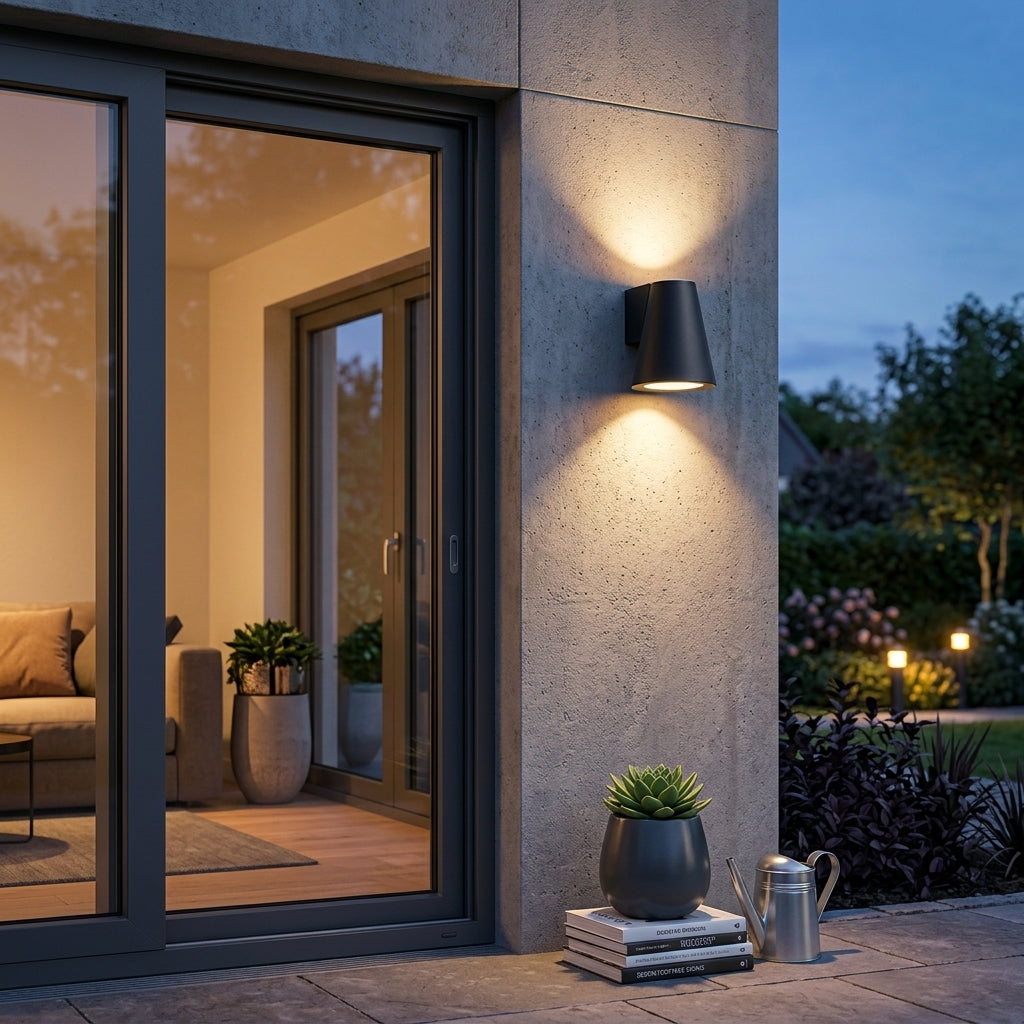 Delta 2 Way Black Flask Wall Light-Waterproof